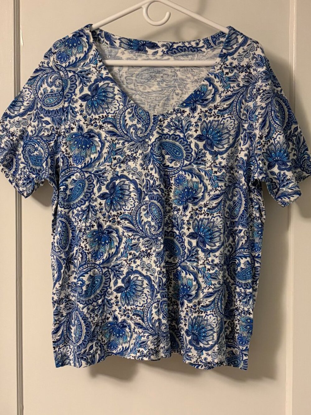 J Jill 100% pima cotton floral paisley print blouse size XL petite preppy
